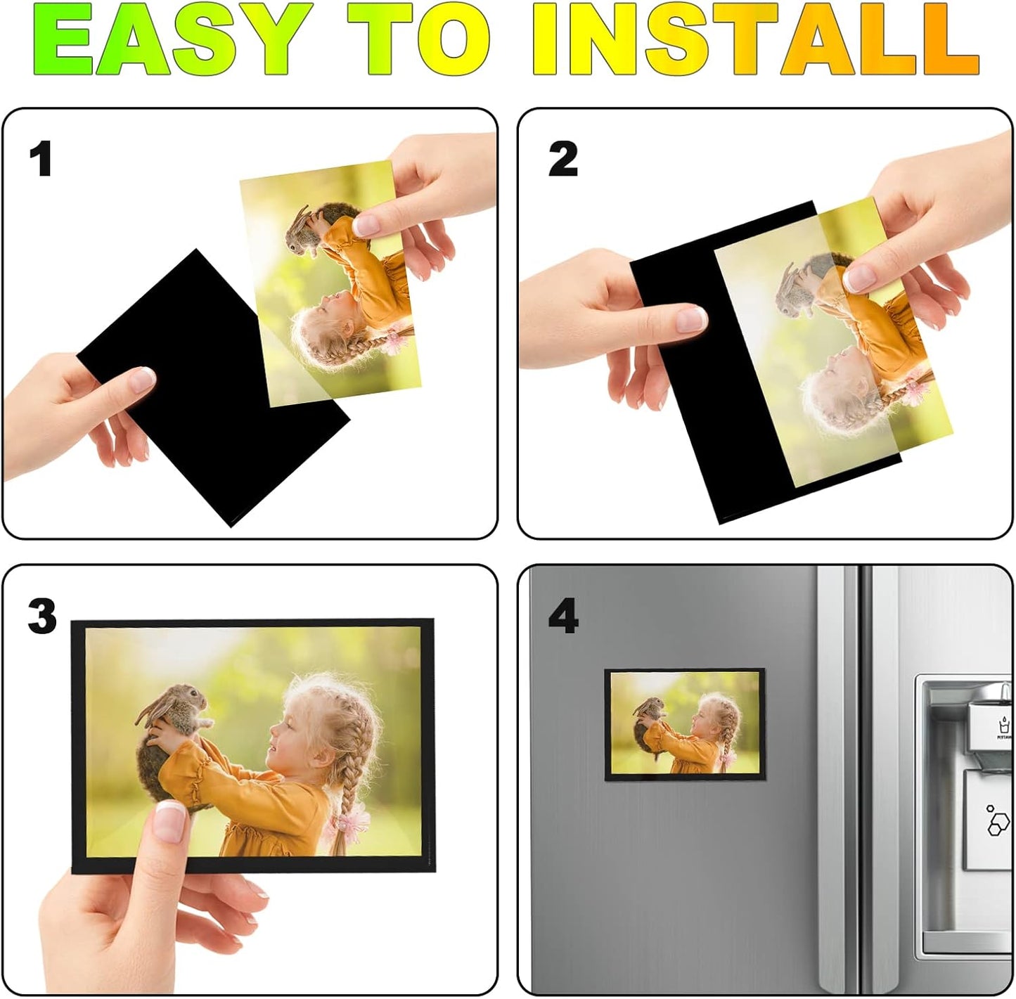 30 Pieces Magnetic Picture Frame for 5X7 Photos,Black Magnets Cards Holder for Fridge/Whiteboard/Lockers