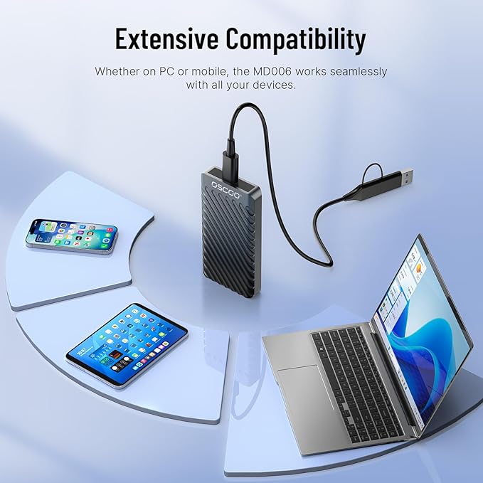 2TB Portable SSD – USB 3.2 Gen 2x2 External Solid State Drive, Up to 2000MB/s, Dual USB-C & USB-A, Compatible with Smartphones, Laptops, Tablets, Smart TVs, Cameras, Game Consoles