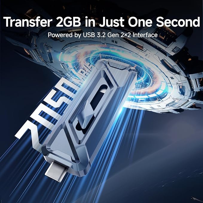 fanxiang 512GB External SSD USB Drive, 2050MB/s USB-C & USB-A Portable SSD 512GB,4K ProRes HDR Recording & Store,Zinc Alloy,External Solid State Drive for iPhone 15/16/17/Android/PC/Mac -F955