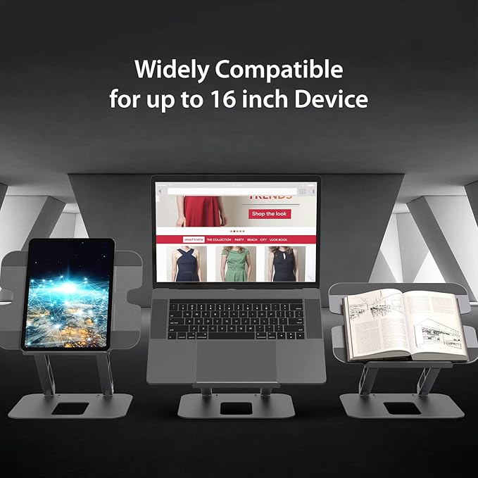 j5create Multi-Angle Aluminum Laptop Stand, Ergonomic Notebook Riser, Suitable for MacBook, Dell, HP, Lenovo, Fits Most laptops up to 16" (JTS127)