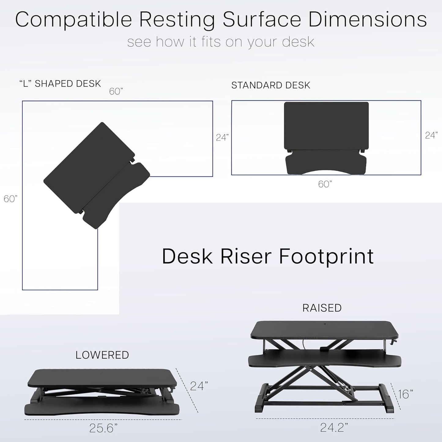 VIVO 26 inch Desk Converter, K Series, Height Adjustable Sit to Stand Riser, Dual Monitor and Laptop Workstation with Keyboard Tray, White, DESK-V026KW