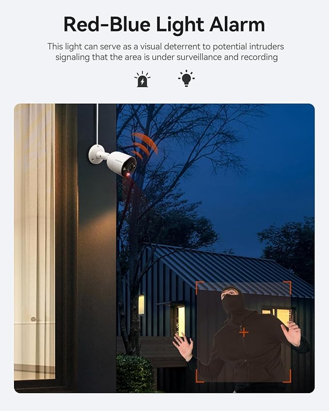 LongPlus 12MP UHD Poe Wired Security Camera Outdoor for Security Cameras System, Cameras for Outdoor Home Security Spot Lights Color Night Vision, Strobe Light Alarm & Sound CP12B1