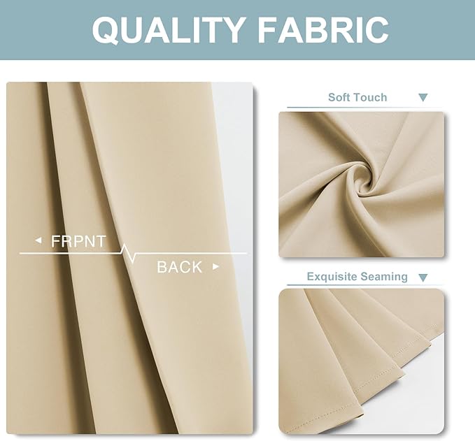 ChrisDowa Blackout Curtains 63 inches Long for Bedroom - 2 Panels Set Grommet Thermal Insulated Room Darkening Curtains for Living Room (Biscotti Beige, 42 x 63 Inch)