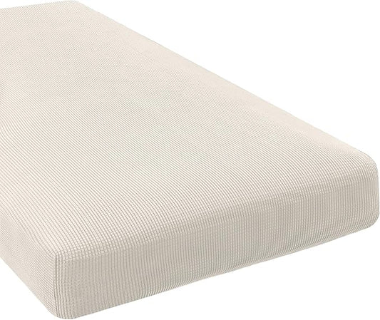 H.VERSAILTEX Super Stretch Individual Chaise Cover Sectional Couch Covers for L Shaped Sofa Both Left/Right Featuring Thick Jacquard Textured Twill Fabric (1 Piece Chaise Cover, Porcelain)