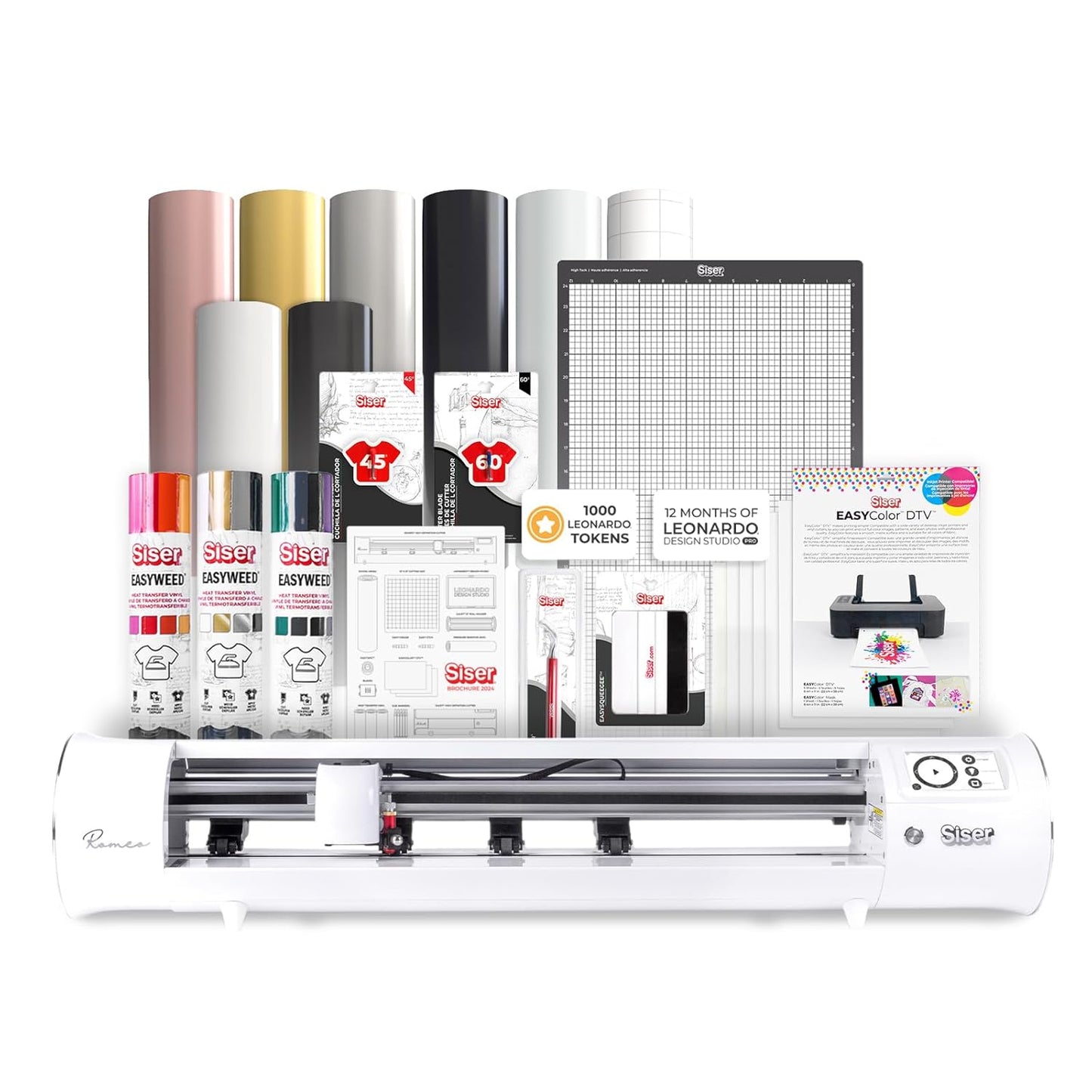 Siser Romeo Pioneer Bundle - 24" Professional Cutting Machine for Vinyl, Paper, and More â WiFi Compatible with Windows & Mac - Includes Leonardo Design Studio Software, Roll Holder Accessory