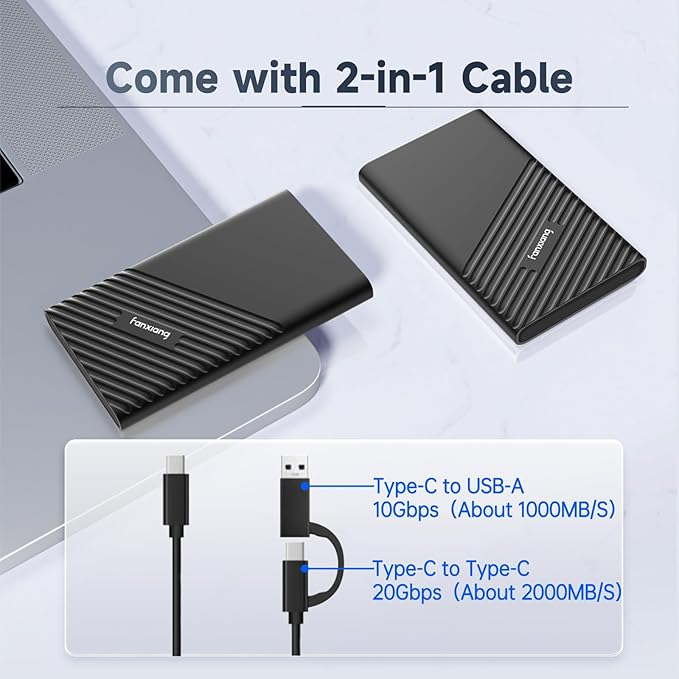 fanxiang 4TB External SSD Portable, Up to 2000MB/s, USB C External Solid State Drive External Hard Drive, USB 3.2 Gen2*2 Type-C SSD for iPhone 15/Pro/PC/Laptops/Creators/Gaming