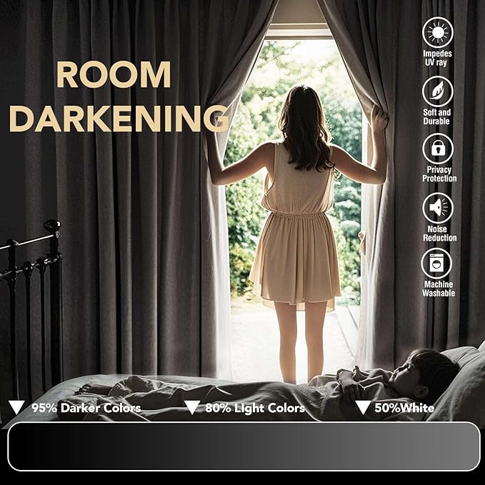 H.VERSAILTEX Room Darkening Curtains for Living Room Light Reducing Thermal Insulated Window Treatment Panels/Drapes Grommet Top 2 Panels (Ivory - 42 x 72 Inches)