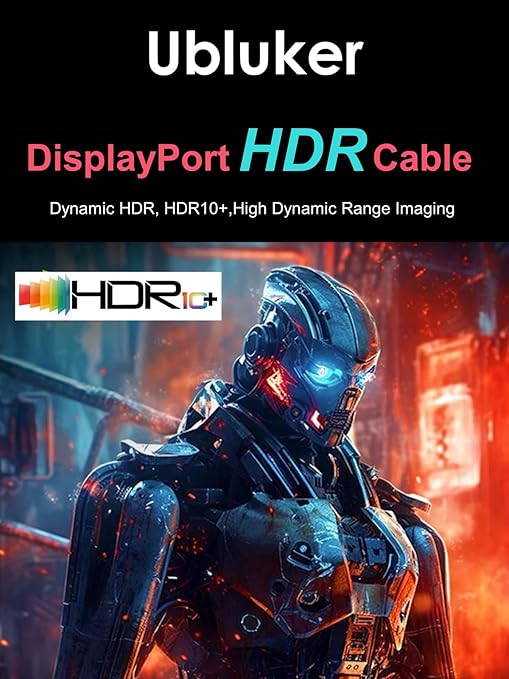 10K 8K DisplayPort 2.1 Cable 54Gbps 1.64 FT, Certified DP to DP Cord 4K 240Hz 165Hz 144Hz 120Hz 10K 8K 120Hz Nylon Braided UHBR HDCP2.3 FreeSync G-Sync RTX5090 Gaming Monitor PC Projector