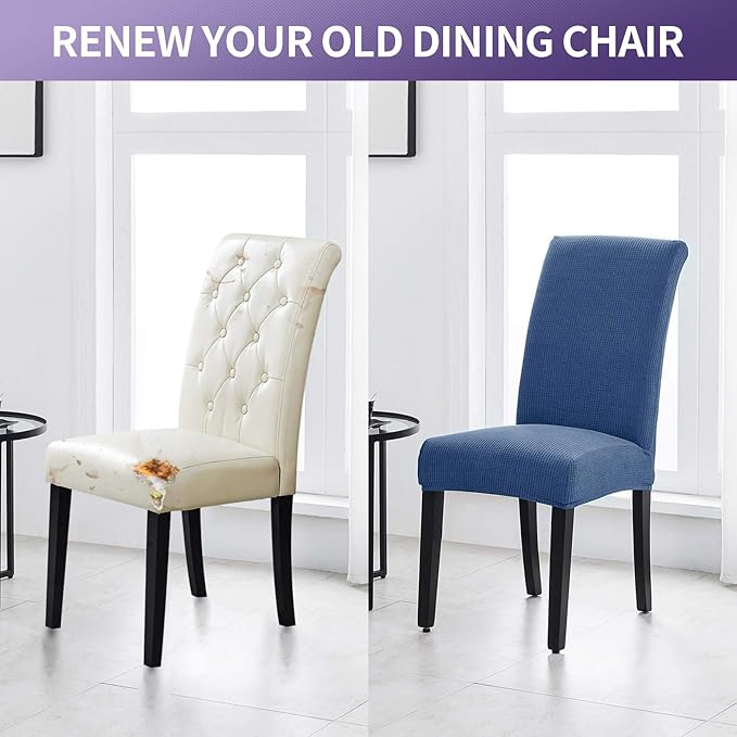 Joccun Chair Covers for Dining Room Set of 6, Dining Chair Slipcovers Stretch Dining Room Chair Covers Seat Protector,Washable Parsons Chair Cover for Home,Banquet(Riverside,6 Pack)
