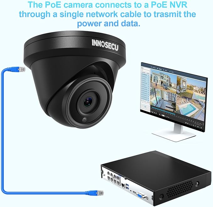 8MP 4K Turret PoE Camera, Surveillance IP Security Camera, Outdoor Waterproof IP67, Built-in Mic, 2.8mm Lens Wide Angle 110°, Face Detection, Human/Vehicle Detection, IND8BR93A-B (Black)