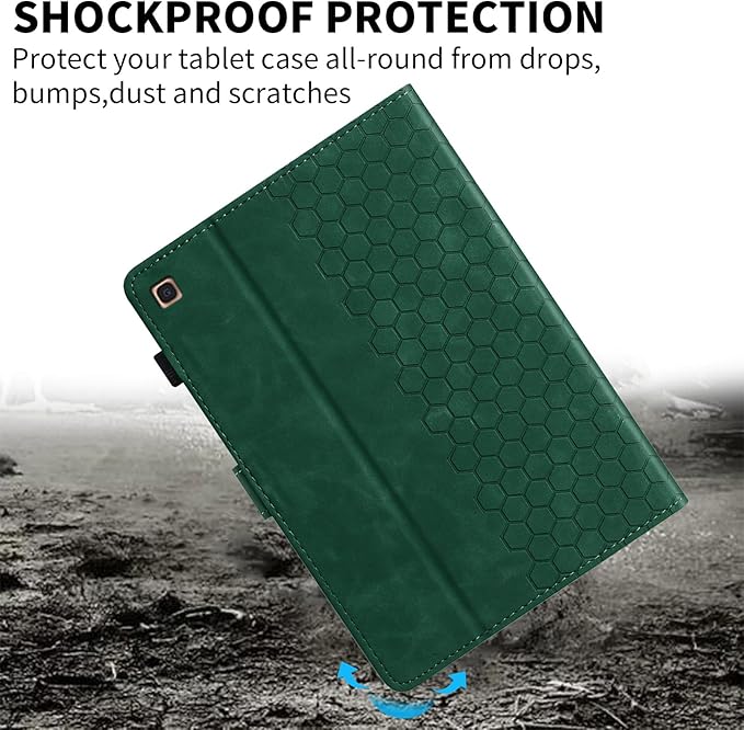 Case for Samsung Galaxy Tab A 10.1 2019 Model SM-T510/T515, Multi-Angle Viewing Smart Stand with Pocket PU Leather Tablet Cases Flip Folio Cover Green