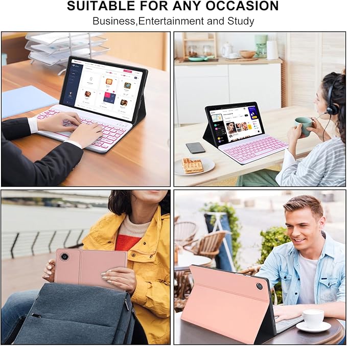 Keyboard case for Samsung Galaxy Tab A11 Plus / A9 Plus 11 inch, Bluetooth Backlit A9+ Keyboard Case with S Pen Holder for A11+ 11", Rose Gold