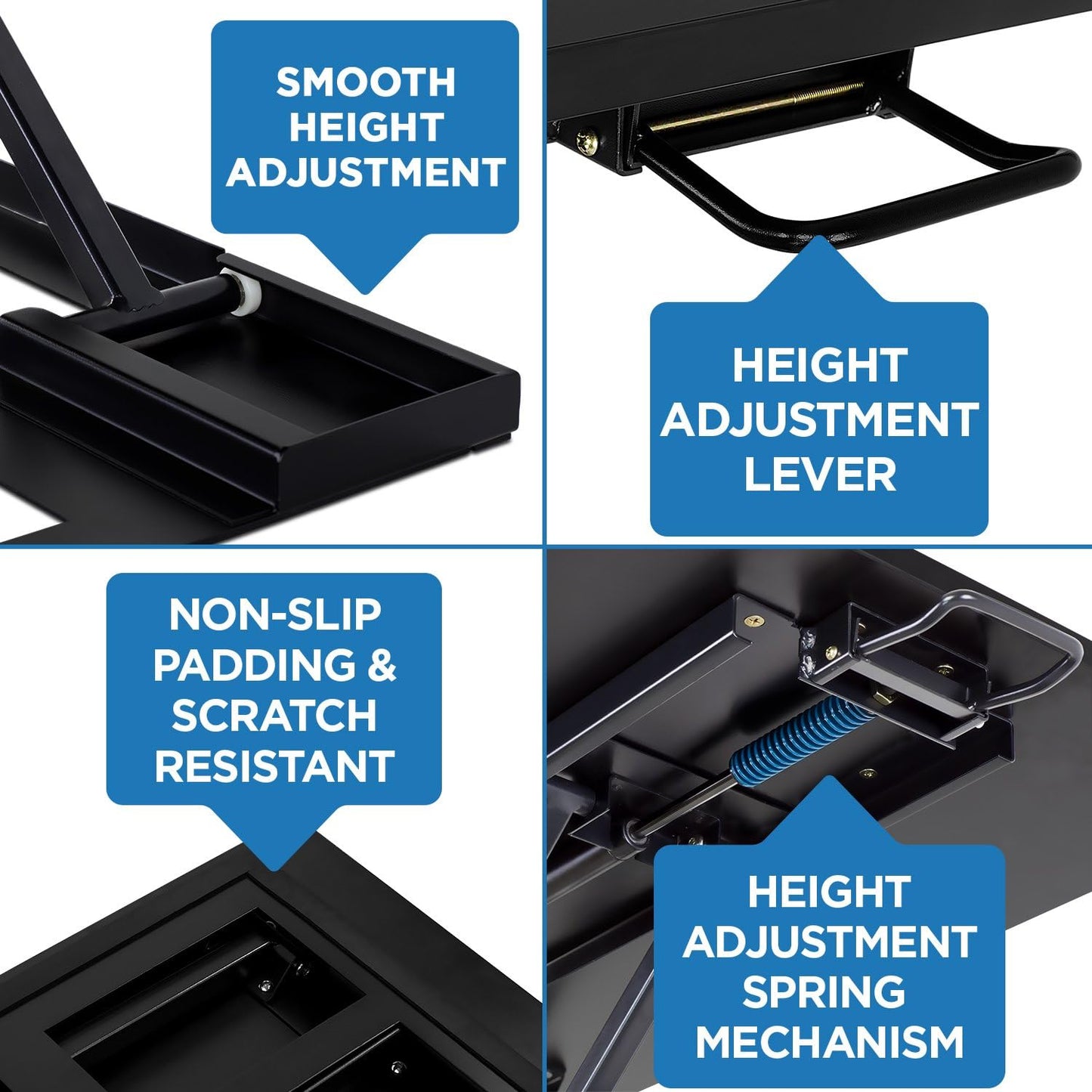 Mount-It! Standing Desk Converter, Sit Stand Desk Riser with Gas Spring, Ergonomic Height Adjustable Desktop Platform, Collapsible Slim Profile, Preassembled Workstation for Home & Office, Black