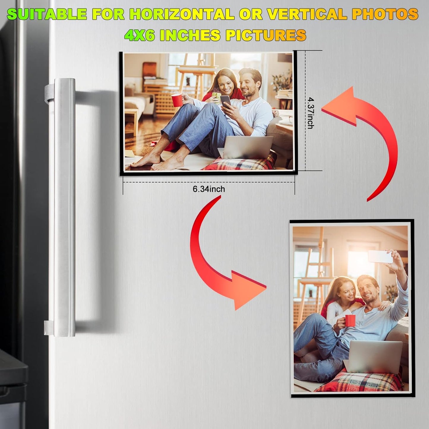 Black Magnetic Picture Frame 4X6 for Refrigerator-20 Pack,Black Photo Magnets Sleeves