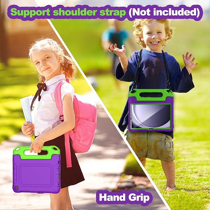YIHE Kids Case for Samsung Galaxy Tab A11 Plus 2025 & A9 Plus 2023 11 Inch, Shockproof Handle Stand Cover with Built-in Screen Protector, Purple&Green