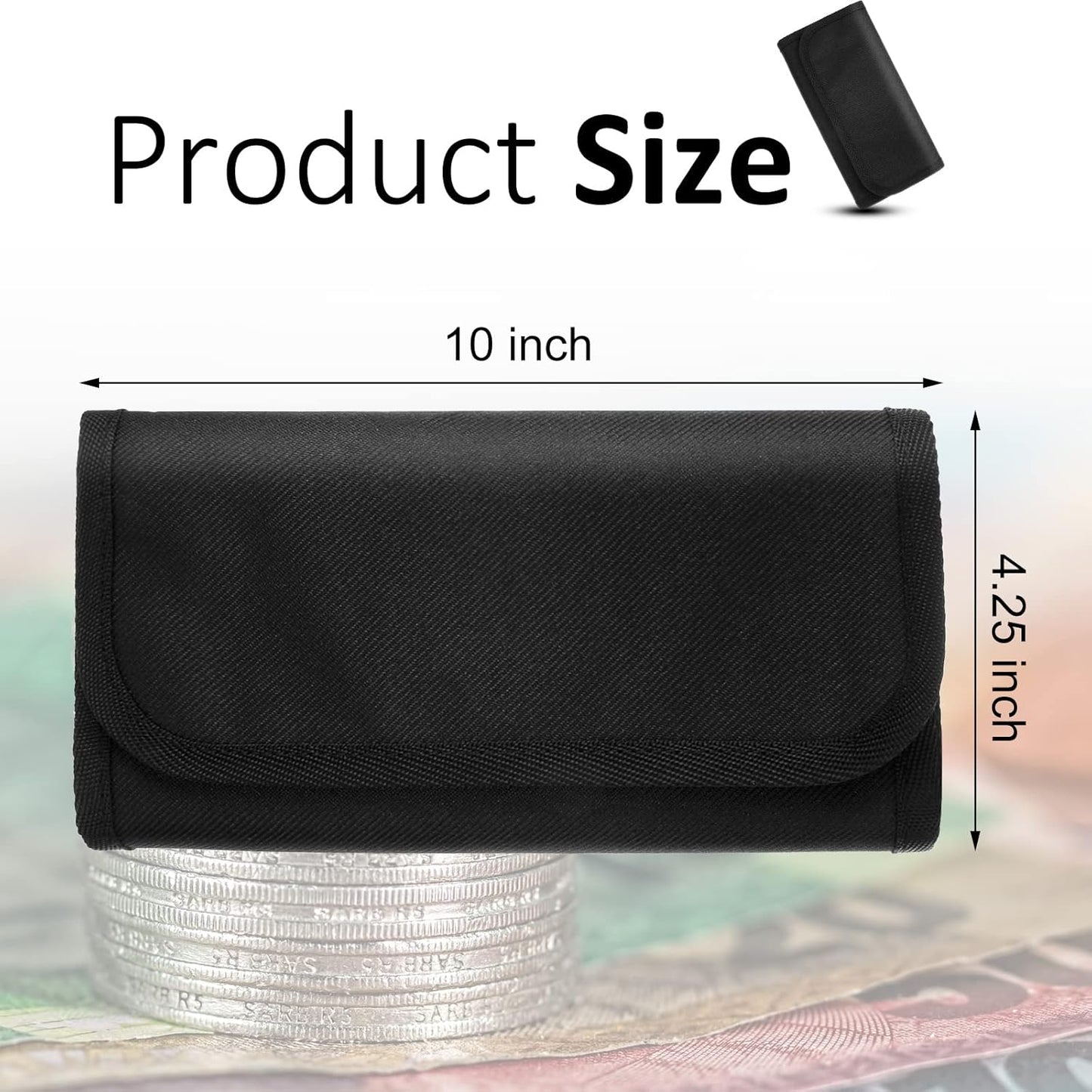 Money Organizer, Money Wallet for Cash with 8 Zippered Pockets Multipack Cash Bill Organizer Envelope Wallet for Budgeting Savings Travel Currencies Receipt Coupons Tips, Black(Black)
