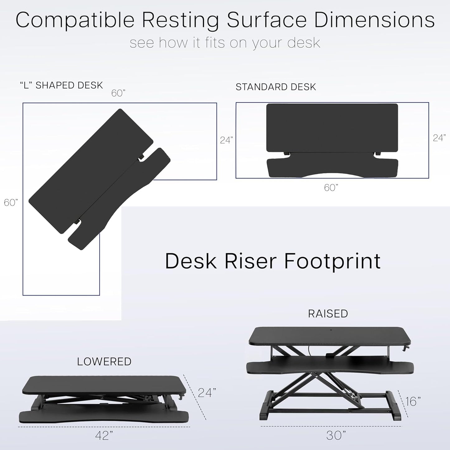 VIVO 42 inch Desk Converter, K Series, Height Adjustable Sit to Stand Riser, Dual Monitor and Laptop Workstation with Wide Keyboard Tray, Dark Walnut Top, Black Frame, DESK-V042KA