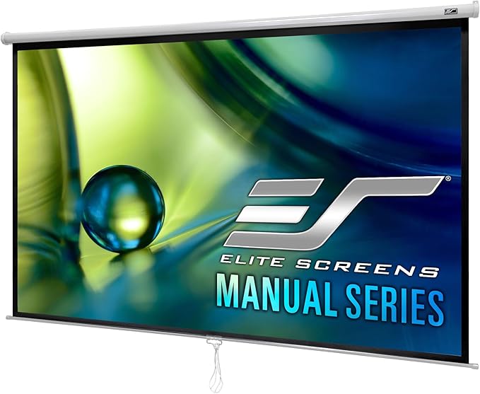 Elite Screens Manual Series, 100-INCH 16:9, Pull Down Manual Projector Screen with AUTO Lock, Movie Home Theater 8K / 4K Ultra HD 3D Ready, 2-Year Warranty (100" / 16:9)