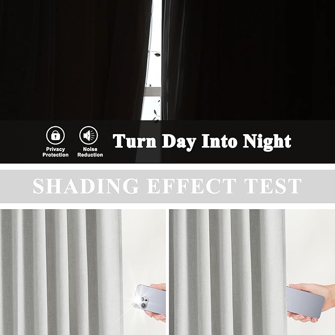Vision Home Light Gray Pinch Pleated Full Blackout Curtains Linen Blended Room Darkening Curtain Panels 90 inch for Living Room Bedroom Thermal Insulated Pinch Pleat Drapes with Hooks 40" Wx90 Lx2
