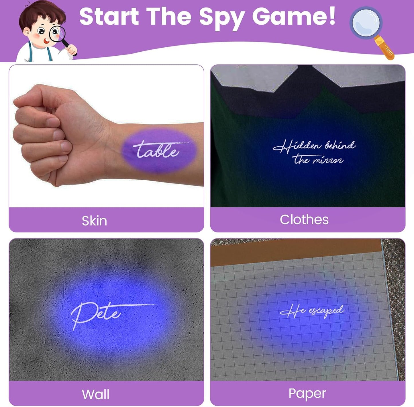 Invisible Ink Pens with UV Light, 36 Pcs Spy Pens for Kids, Party Favors Toy for Girls Boys, Classroom Prizes Magic Markers for Students, Writing Secret Messages for Birthday Halloween Christmas Party