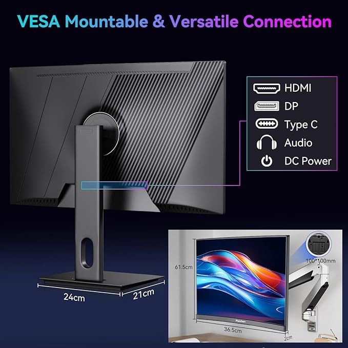 Curved 27 Inch Touchscreen Monitor, QHD 2K 2560x1440 85Hz Computer Monitor, 99% sRGB, Built-in Adaptive Sync, with Display Port HDMI, Eye Care, VESA