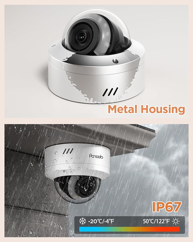 4K 16 Channel PoE Security Camera System, 16x 8MP IK10 Vandal Dome Cameras with Human Vehicle Detection, Smart Color Night Vision, 2 Way Audio, 24/7 Remote Access, 4TB HDD NVR, PD54Y1616-8M