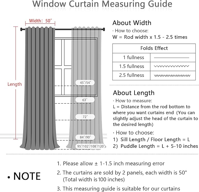 MYSKY HOME 95 Inch Sliding Door Curtains Farmhouse Light Filtering Privacy Curtain Drapes for Patio Door Living Room, Linen Look Texture Fabric Soft Bohemian Draperies, 50x95, Dove Grey, 2 Panels