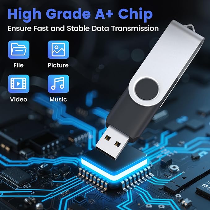 ABLAZE 32GB Flash Drive 10 Pack, USB 2.0 Memory Stick with Lanyards Swivel Thumb Drives Bulk 32GB Pendrive U Disk for Data Storage (Mixcolors)