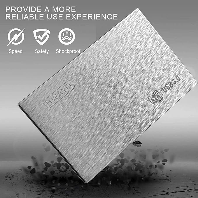 2.5'' HDD 500GB Ultra Slim Portable External Hard Drive USB3.0 Storage for Xbox One Console, PC, Laptop, MacBook (Silver)