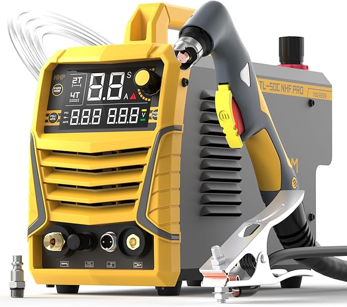 TOOLIOM 50A Non High Frequency Plasma Cutter 110/220V Dual Voltage 2T/4T Cutting Machine 5/8" Max Cut with Large Digital Display