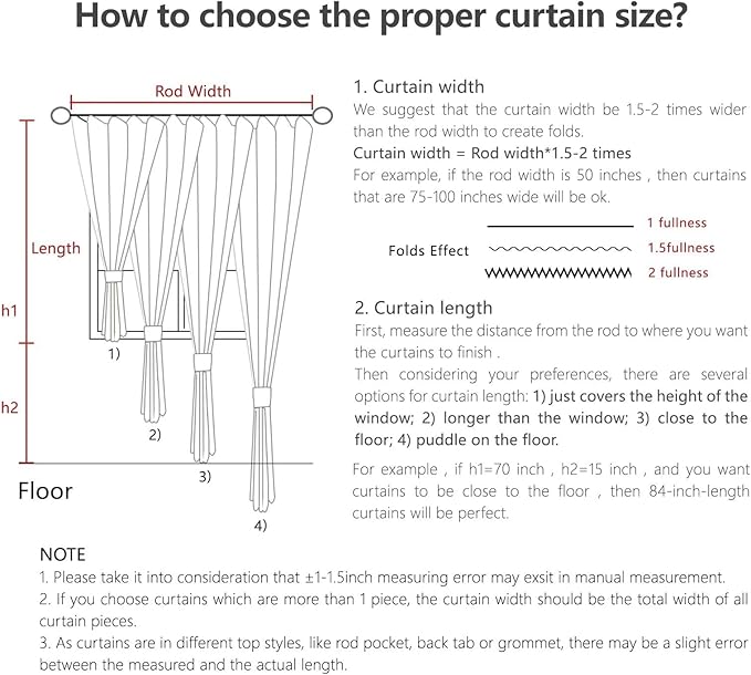 Joydeco Custom Linen Curtains for Living Room, Semi-Sheer Curtain 1 Panel Light Filtering Rod Pocket Back Tab (Off-White, Custom Size)