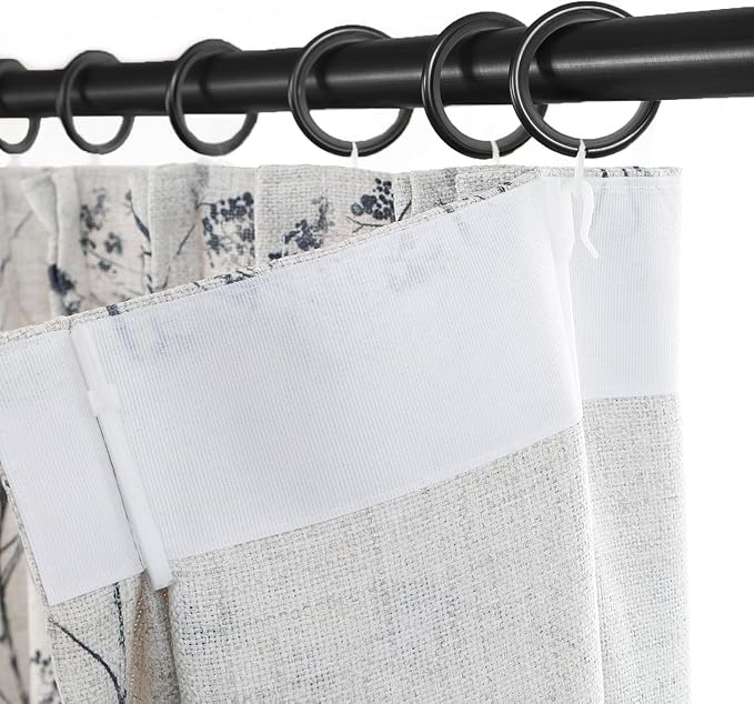 Pinch Pleated Floral Linen Curtains 2 Panels Elegant Light Filtering Privacy Drape,52 Inch Wide by 90 Inch Long Curtains Suitable for Living Rooms and Bedrooms