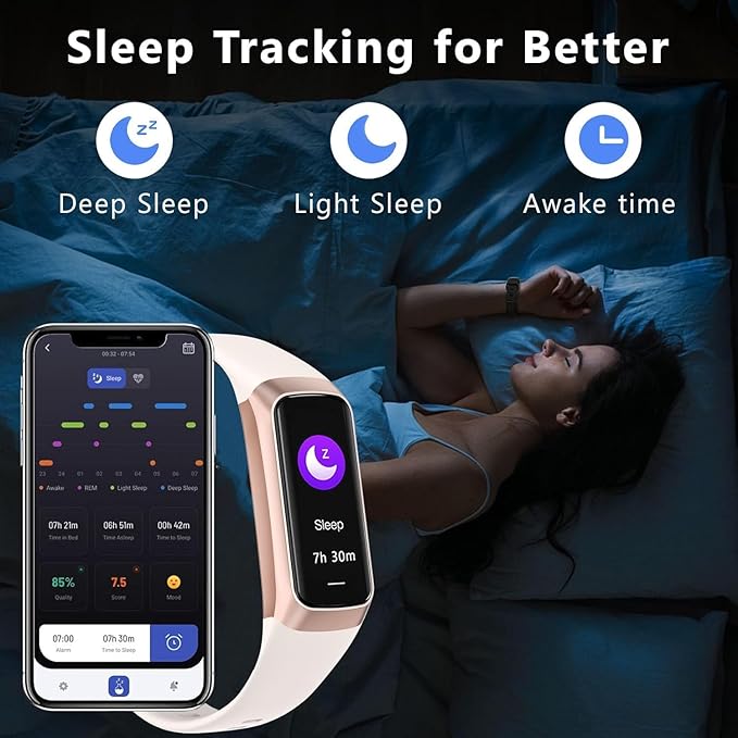 Fitness Tracker Activity Tracker Smart Watch 1.10''AMOLED Touch Color Screen,Smart Watch with 24/7 Blood Oxygen Heart Rate,Sleep Monitor,IP68 Waterproof,Step Counter Health for Women Men (White)