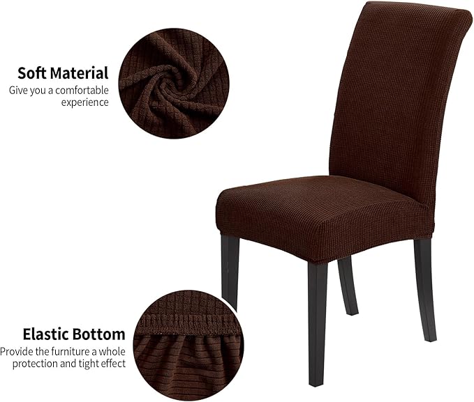 Joccun Chair Covers for Dining Room Set of 2, Dining Chair Slipcovers Stretch Dining Room Chair Covers Seat Protector,Washable Parsons Chair Cover for Home,Hotel(Chocolate,2 Pack)