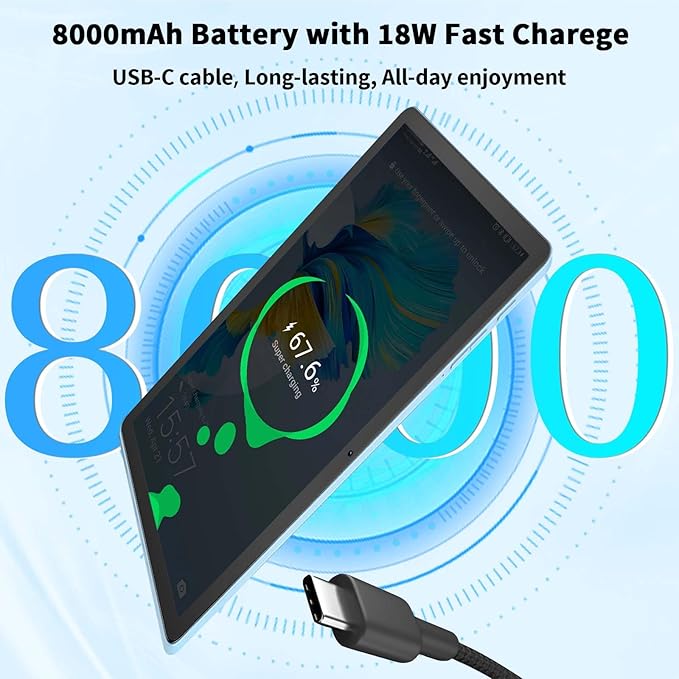 2026 Upgraded Android 15 Tablet, 11 inch Tablets with Keyboard, 24GB+128GB+2TB Expand, Octa-Core, 8000mAh, Gemini AI, 5G/2.4G WiFi, BT5.0, GMS, GPS, 2 in 1 Tablets with Case, Mouse, Stylus(Black)
