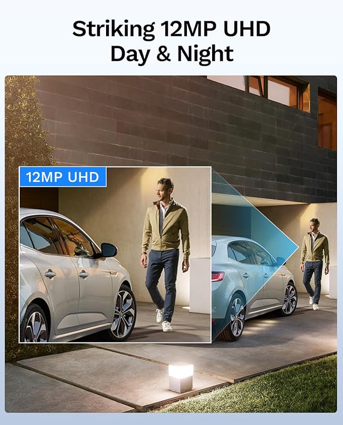 LongPlus 12MP Security Camera System, 12MP H.265+ PoE Home Security Camera System, Person Vehicle Detection, Spotlight Color Night Vision, 16CH NVR 4TB HDD, LP12MEF8B1