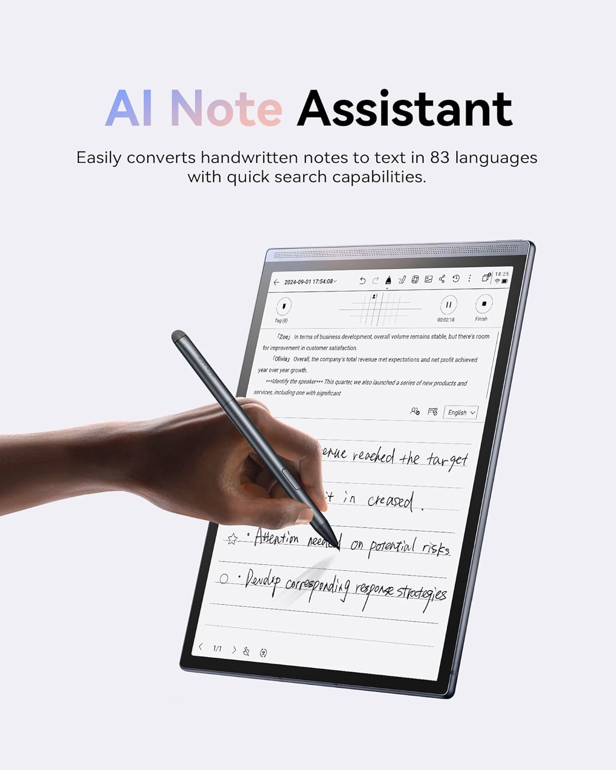 AINOTE Air 2 Bundle with Black Folio – 8.2'' Digital Writing Tablet with Pen, Smart Voice-to-Text Notes, Multilingual Transcription, ChatGPT Integration