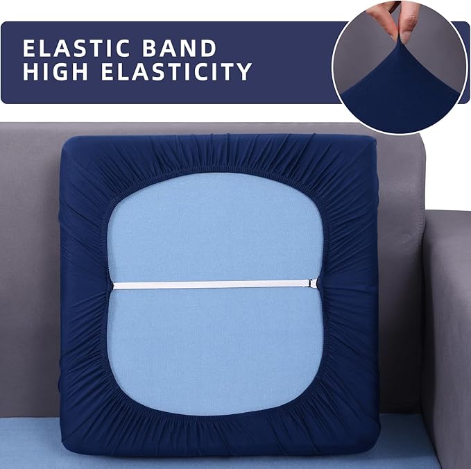 hyha Waterproof Couch Cushion Covers, Sectional Sofa Slipcovers Washable, L Shape Chaise Dog Couch Covers for Sectional Sofa, Universal Furniture Protector (1 Piece for Chaise, Navy)