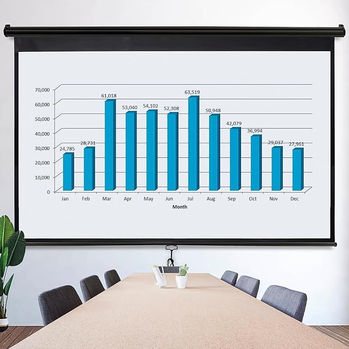 Projector Screen 100 Inch 16:9 HD Portable Manual Pull Down Projector Screen, Wall Ceiling Mounted Retractable Widescreen for Home Theater Cinema Office Movie TV Game, Black
