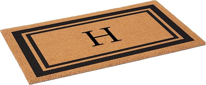 Calloway Mills 152962448 Black Border 24" x 48" Monogram Doormat (Letter H)