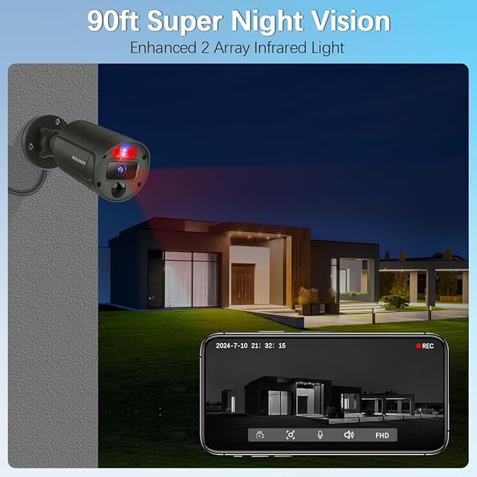 【2-Way Audio】 Outdoor Wired Security Camera System, Wired Cameras for Home Security, Home POE Video Surveillance Systems DVR Kits