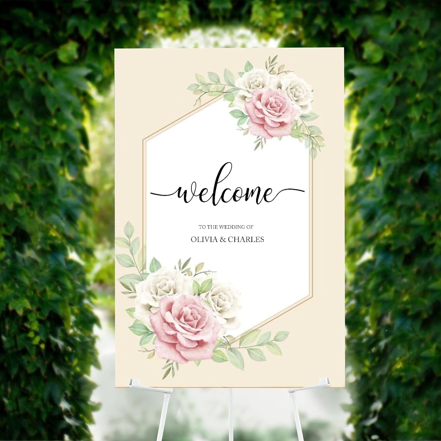 8PCS White Easel Stand for Wedding Sign Stand, 65 Inch Adjustable Metal Easels for Display, Portable Folding Easel for Wedding, Display Show, Arts, Poster with Portable Bags