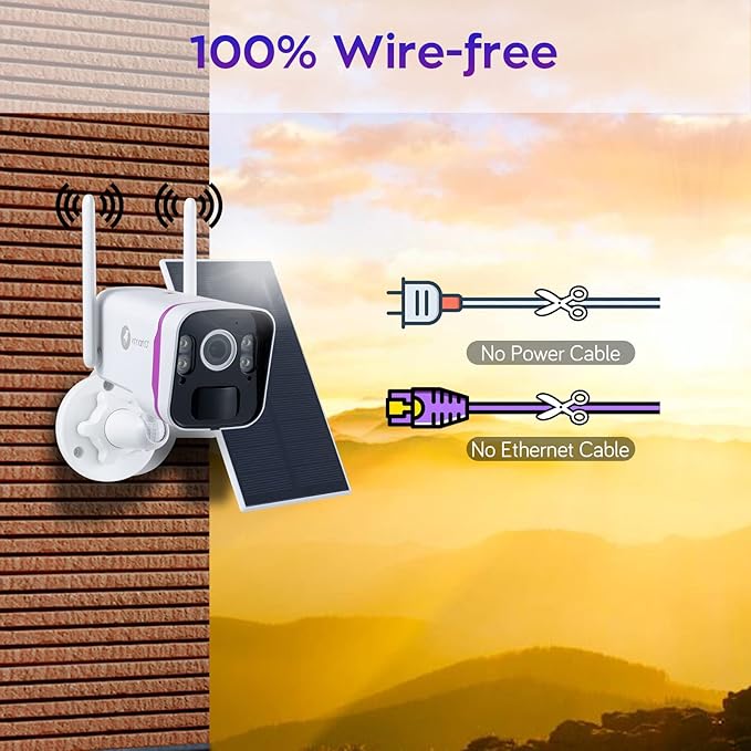XMARTO 100% Wire-Free Solar Home Security Camera System Wireless, 4-Set 2K 4MP QHD CCTV Camera Kit with 4K 10CH Expandable WiFi NVR + 2PCS Wire-Free PTZ Solar Security Camera