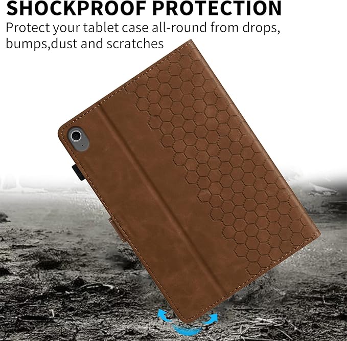 Case for Samsung Galaxy Tab S10 Lite/S10 Fe/S9 Fe 10.9" /S9 11" Tab Cases Multi-Angle Viewing Smart Stand with Pocket Auto Wake/Sleep PU Leather Tablet Flip Folio Cover Brown