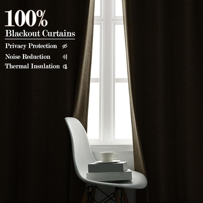 70" W x 108" L Faux Linen Room Divider Curtains, Full Blackout Pinch Pleated Drapes for Traverse Rod, Bedroom Divider Privacy Drapery with Hooks for Ceiling Track, 1 Panel, Beige
