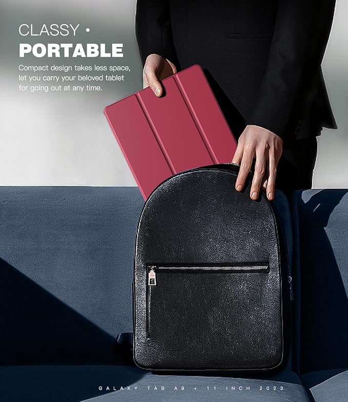 TiMOVO Case for Samsung Galaxy Tab A9+/A9 Plus 11 Inch 2023, Slim Lightweight Stand Hard Back Shell Protective Cover for Galaxy Tab A9+ Tablet SM-X210/X216/X218, Auto Wake/Sleep, Wine Red