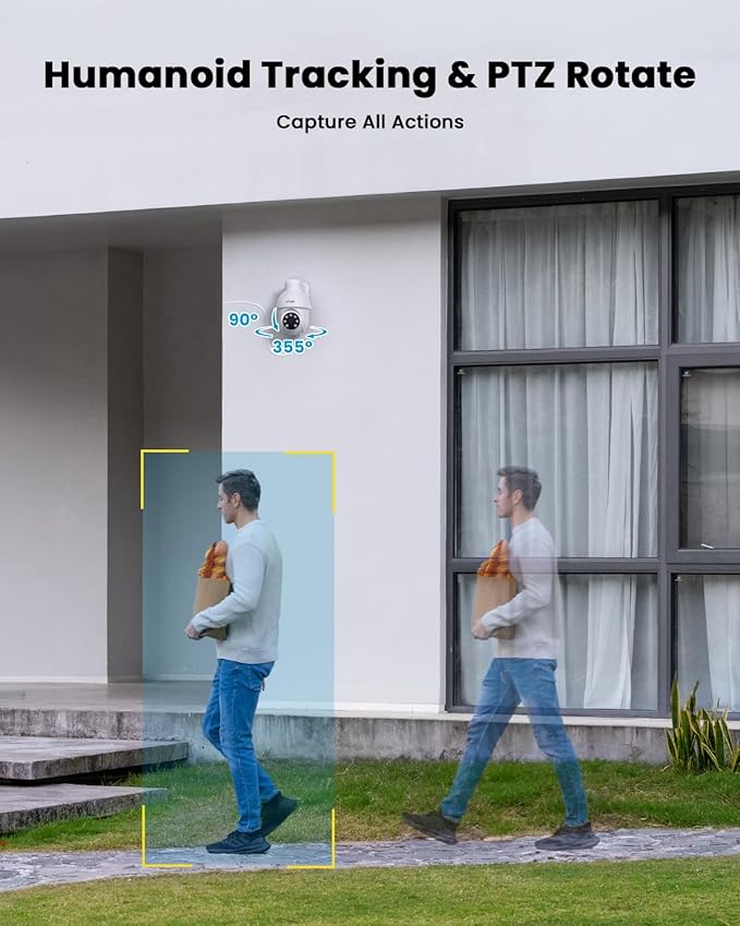 ieGeek 5MP POE Camera, Outdoor Security IP Camera with 355° Pan/90° Tilt, Wired Security Cameras for Home Surveillance, AI Detection, Auto Tracking, 2-Way Audio, Night Vision, 24/7 Recording