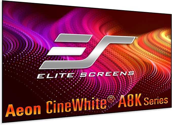 Elite Screens Aeon CineWhite A8K, 135" Diag, 16:9 Aspect Ratio, ISF Certified 8K Ultra HD Home Theater Fixed Frame Edge Free Projection Sound Transparent Perforated Weaved Screen, AR135H-A8K