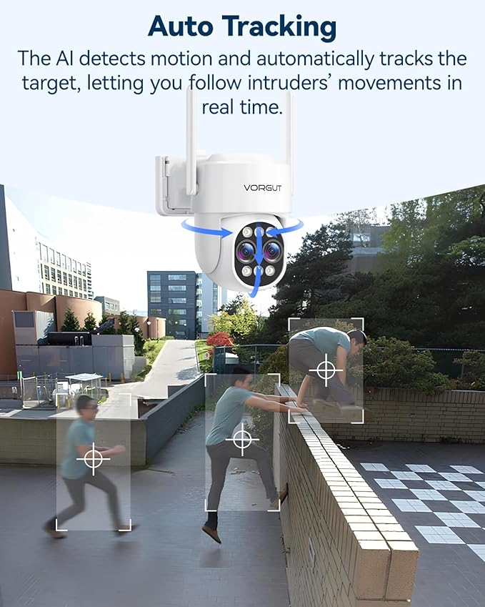 Wireless Security Camera Outdoor, 4MP 10x Optical Zoom Dual Lens WiFi Cameras for Home Security 360° PTZ Surveillance, Color Night Vision, Auto Tracking, Human Detection, 2.4Ghz & 5Ghz WiFi