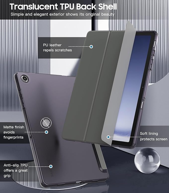 TiMOVO Case for Samsung Galaxy Tab A9+/A9 Plus 11" 2023, Slim Soft TPU Translucent Frosted Back Protective Cover for Galaxy Tab A9+ Tablet SM-X210/X216/X218, Auto Wake/Sleep, Space Gray